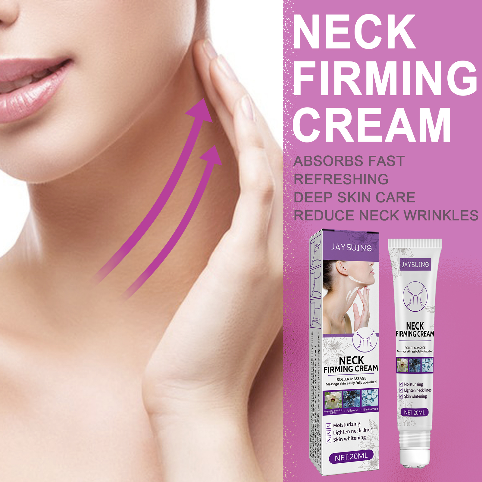 Neck Cream Swan Neck Massager With Double Rollers, Niacinamide To