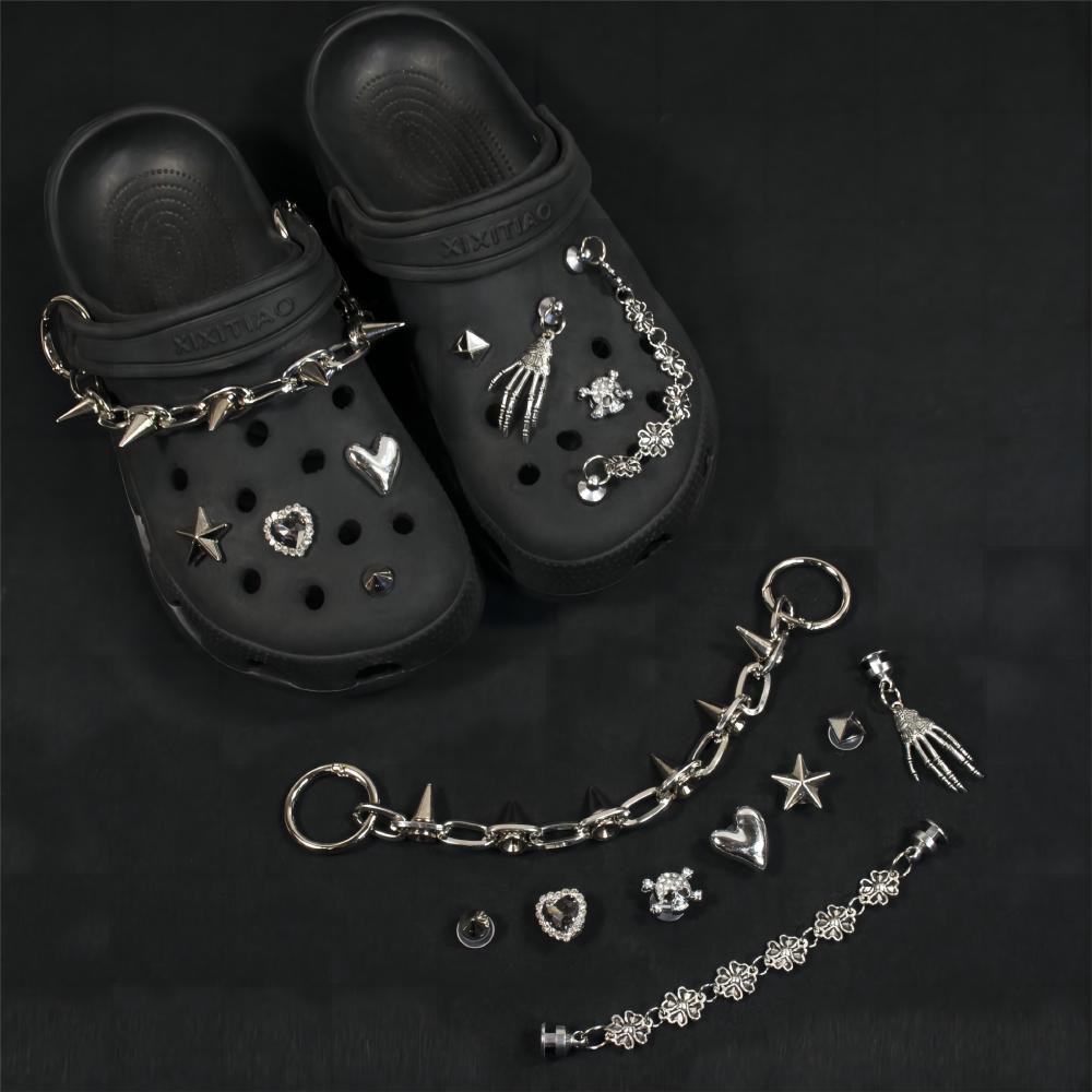 Charms For , Bling Shoes Charms Gothic Y2k Artificial Diamond Shoe  Decoration With Chains,spikes Goth Charms Accessories For Men Women Biker -  Temu Czech Republic
