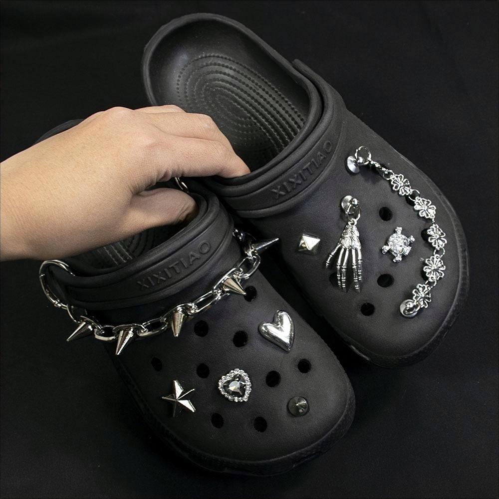 Goth Croc Charms Goth Emo Accessories Punk Rivets Shoe Charms Y2K Shoe  Style 03