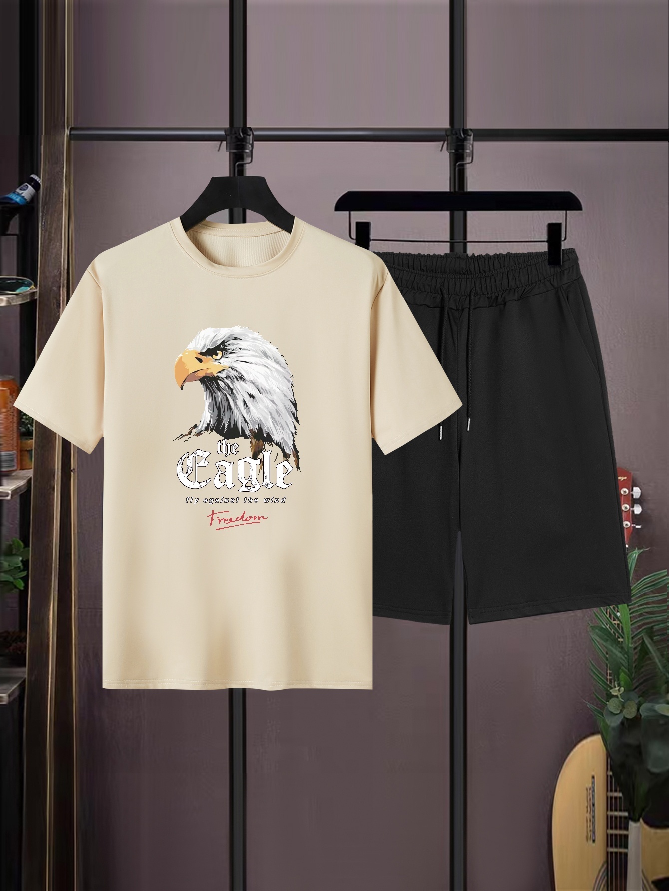 Plus Size Men's Casual Graphic Outfits Fashion Bald Eagle - Temu