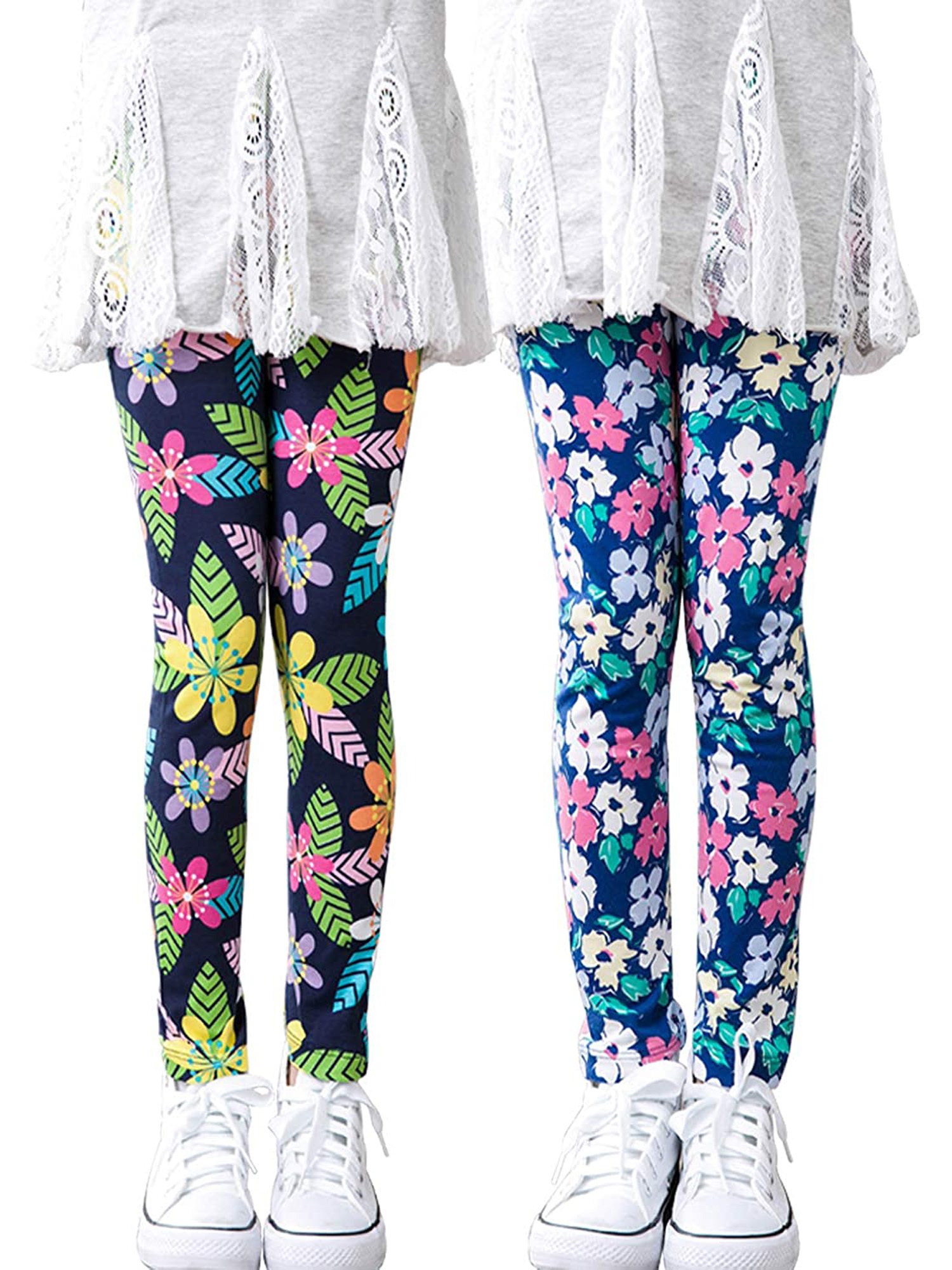Girls Colorful Floral Print Leggings Breathable Comfortable - Temu