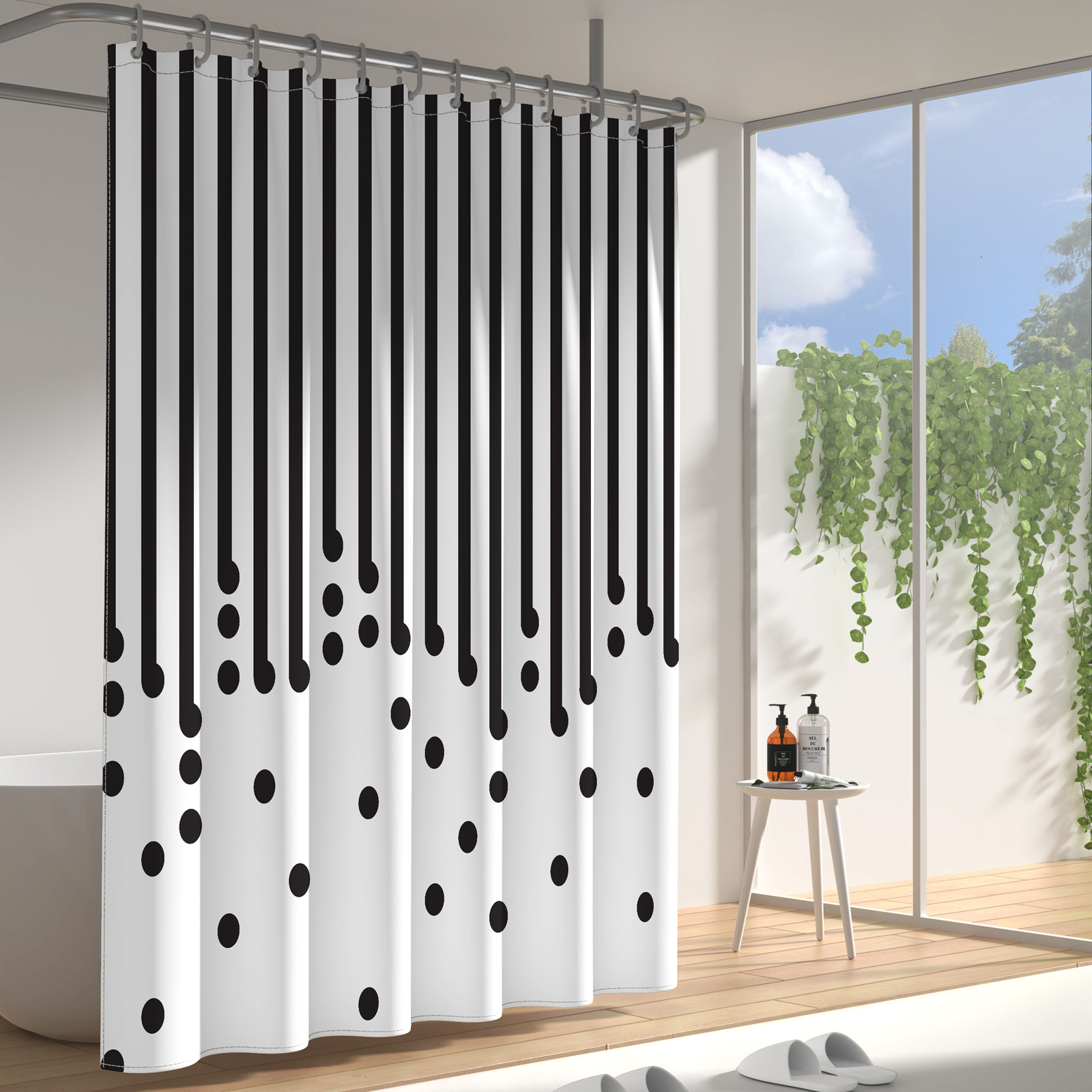Cortina de ducha blanca y negra Arrow Be Awesome Quote diseño creativo  único tela decoración de baño cortinas de baño incluyen ganchos
