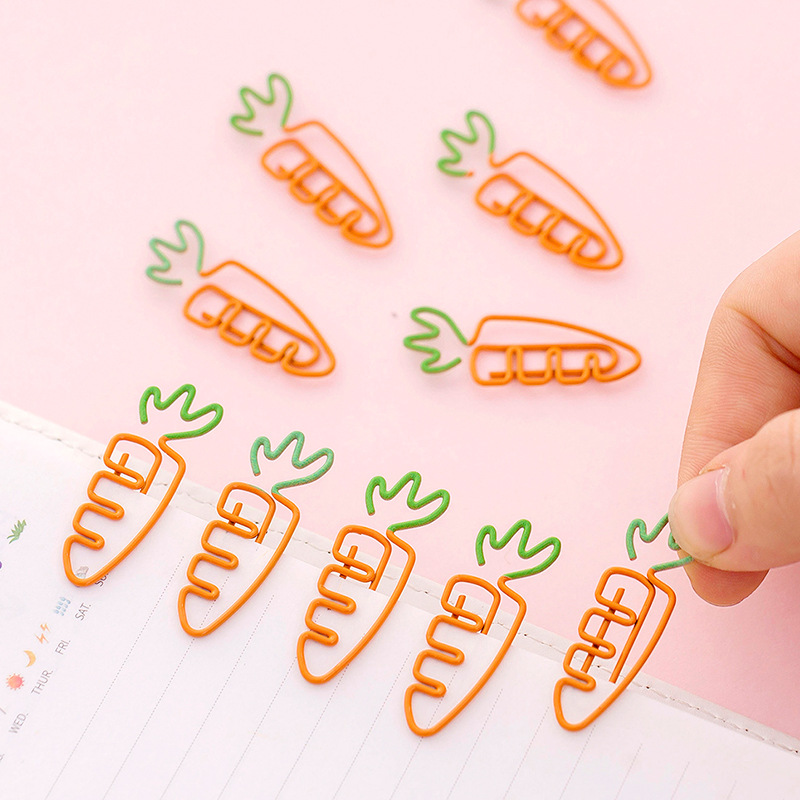 

5pcs/lot Creative Kawaii Carrot Shaped Metal Paper Clip Bookmark Stationery School Office Supply