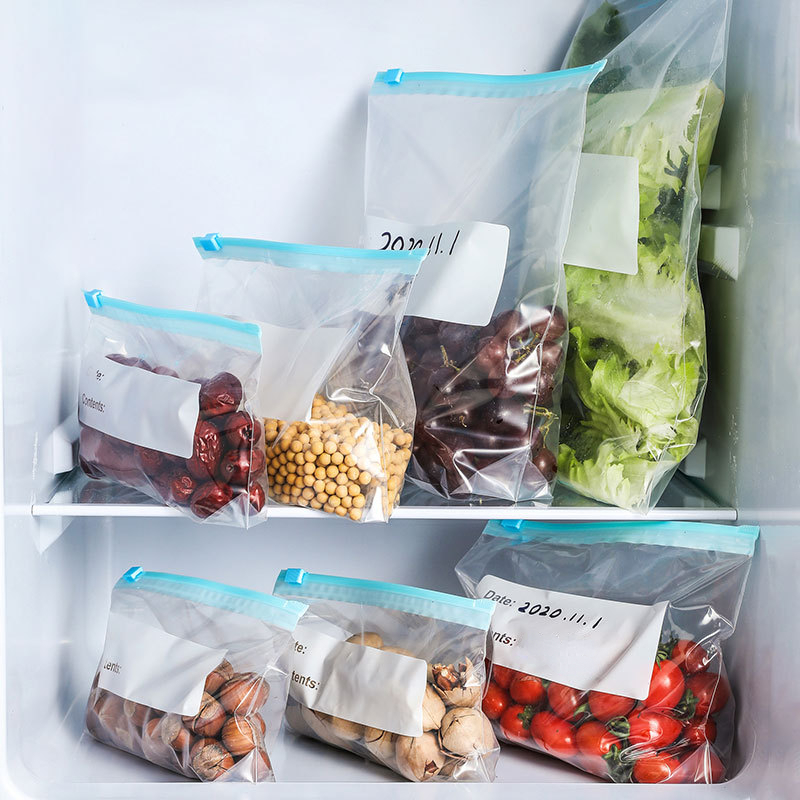 Reusable Food Storage Bags, Silicone Freezer Bags, Leakproof Freezer Bpa  Free Stand Up Reusable Food Organizer Bags, Airtight Plastic Bags For Meat  Fruit Vegetables, Kitchen Accessories - Temu