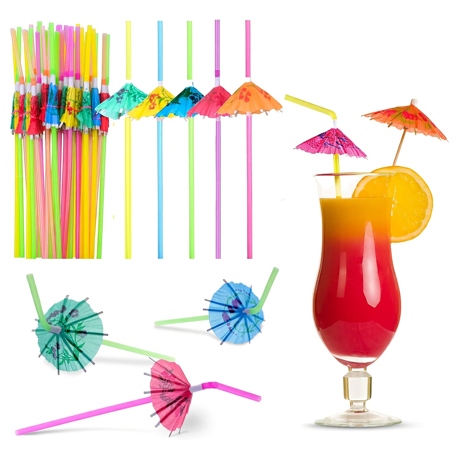 50Pcs Cocktail Parapluie Pailles Pailles À Boire Jetables pour Décor De  Fête