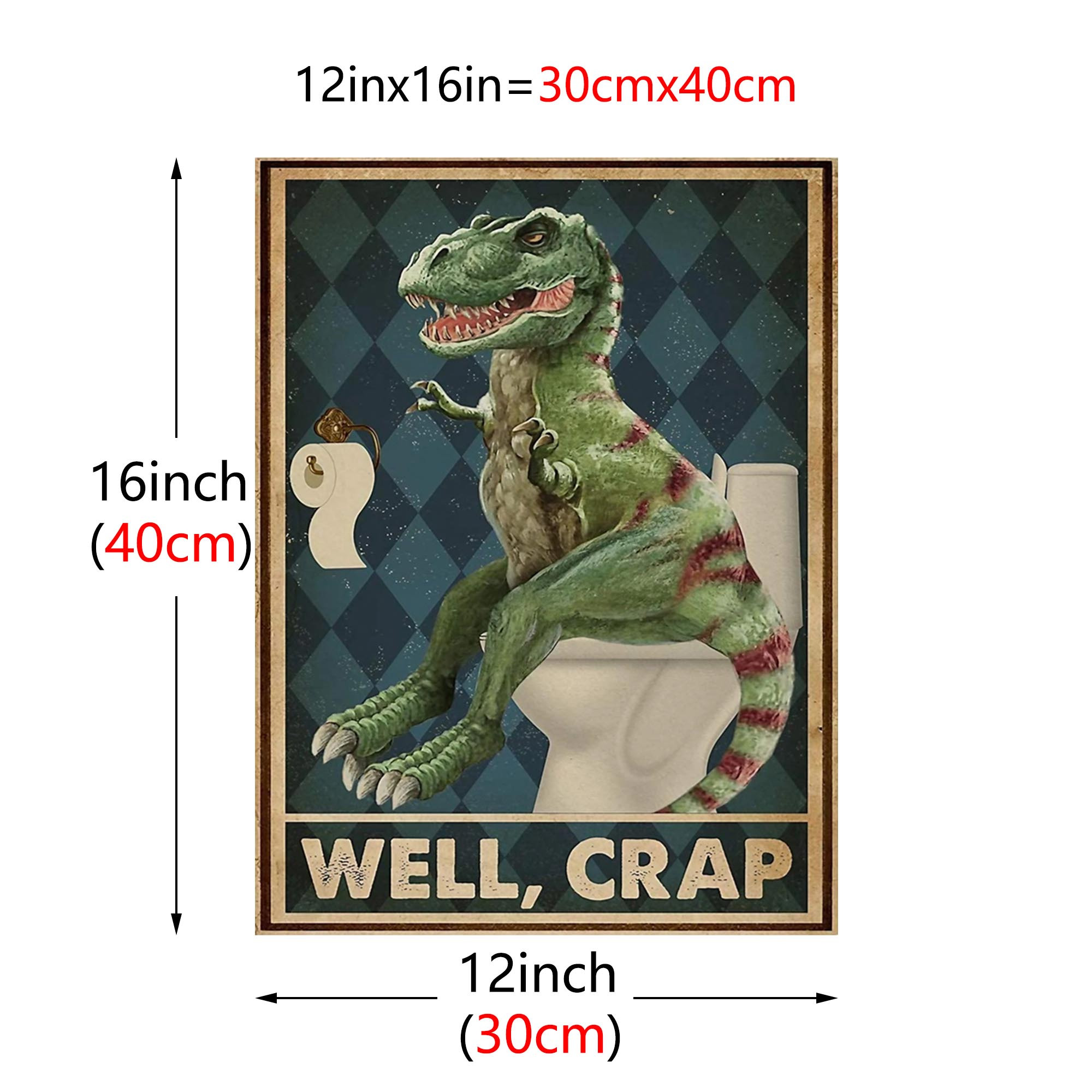 1pc Tyrannosaurus Rex On Fun Toilet Poster Modern Home Decoration Wall ...
