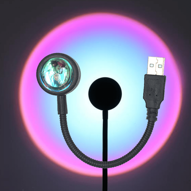 Usb Sunset Lamp Led Rainbow Neon Night Light Projector - Temu