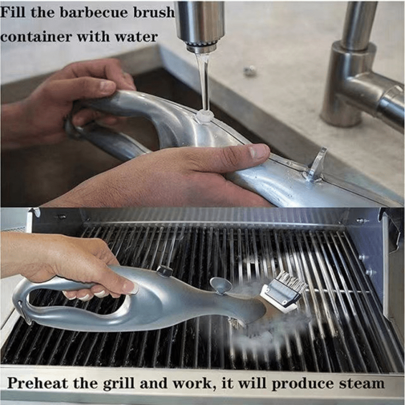 Portable Bbq Grill Cleaning Brush Steam Cleaner Scraper For - Temu