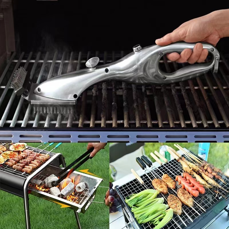 Portable Bbq Grill Cleaning Brush Steam Cleaner Scraper For - Temu