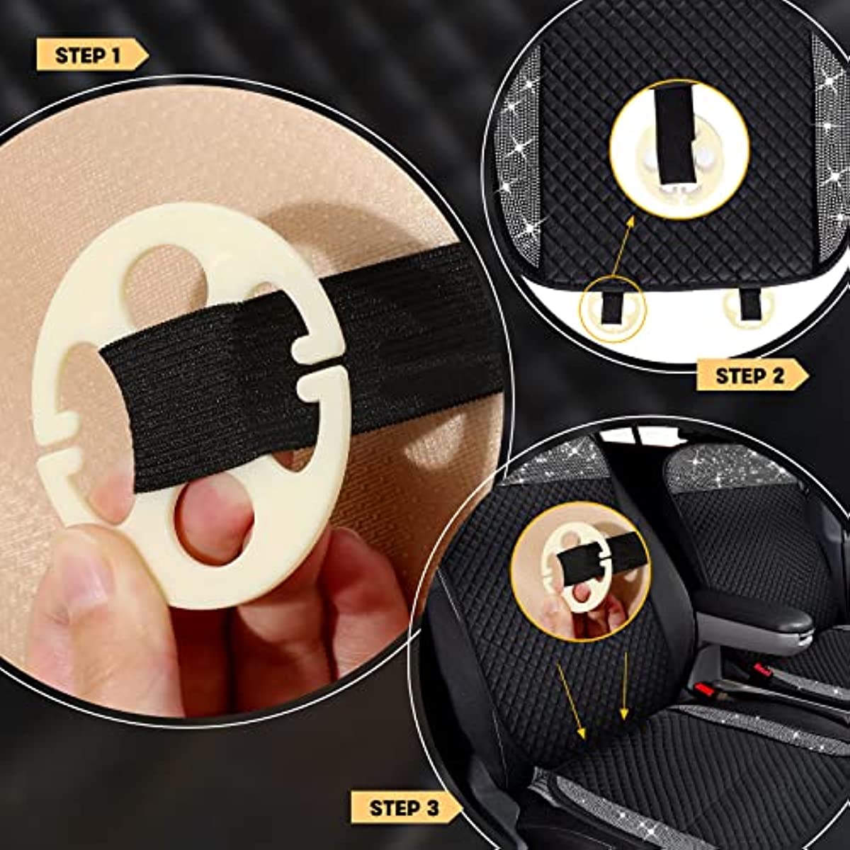 24 Pieces Car Seat Cover Plum Plate Metal Hook,12 Pcs Plastic Car Seat  Covers Chucks,12 Pcs Metal Hooks Locking Clip Plastic Card Fixed Fastener