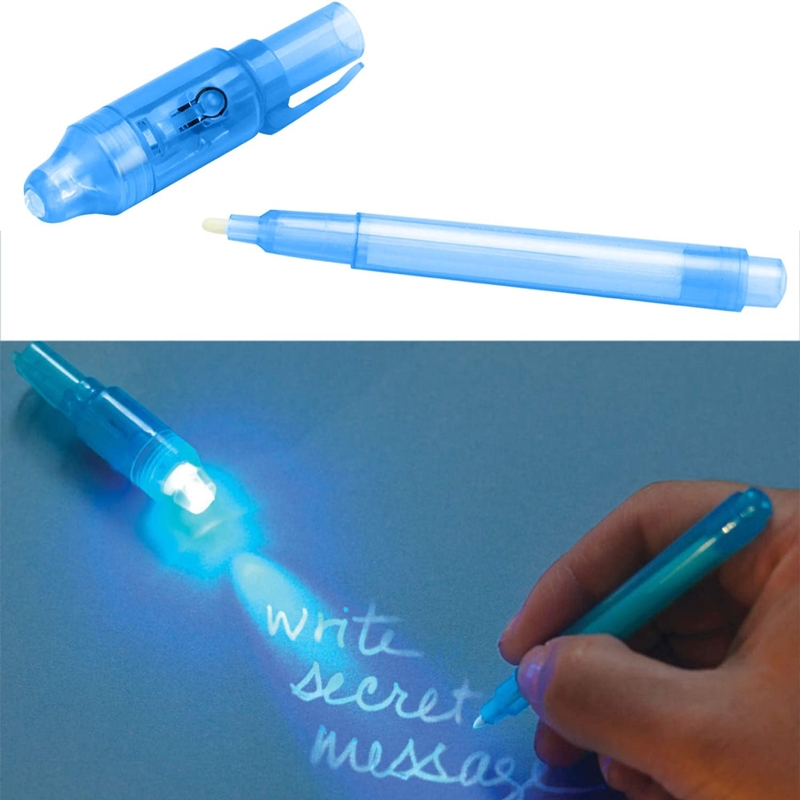 CREVENT Bolígrafo de tinta invisible con luz UV y azul, bolígrafo espía  secreto para niños y niñas, recuerdo de fiesta de cumpleaños, Halloween