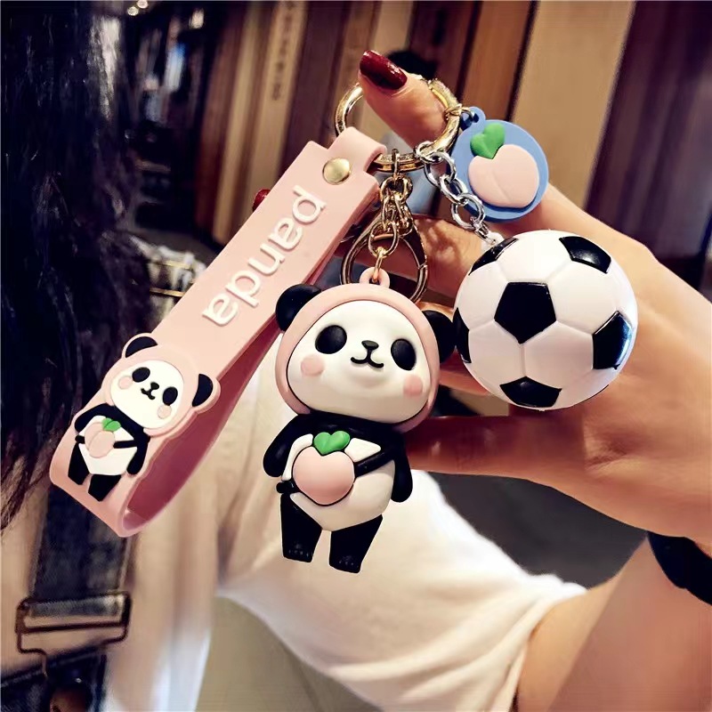 Calcio Simpatico Cartone Animato Panda Charm Portachiavi - Temu Italy