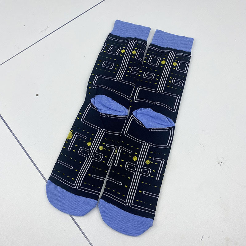 1pair Men's Cartoon Anime Comfortable Socks, Novelty Funny Happy Crew Socks, Socks Gifts For Friends