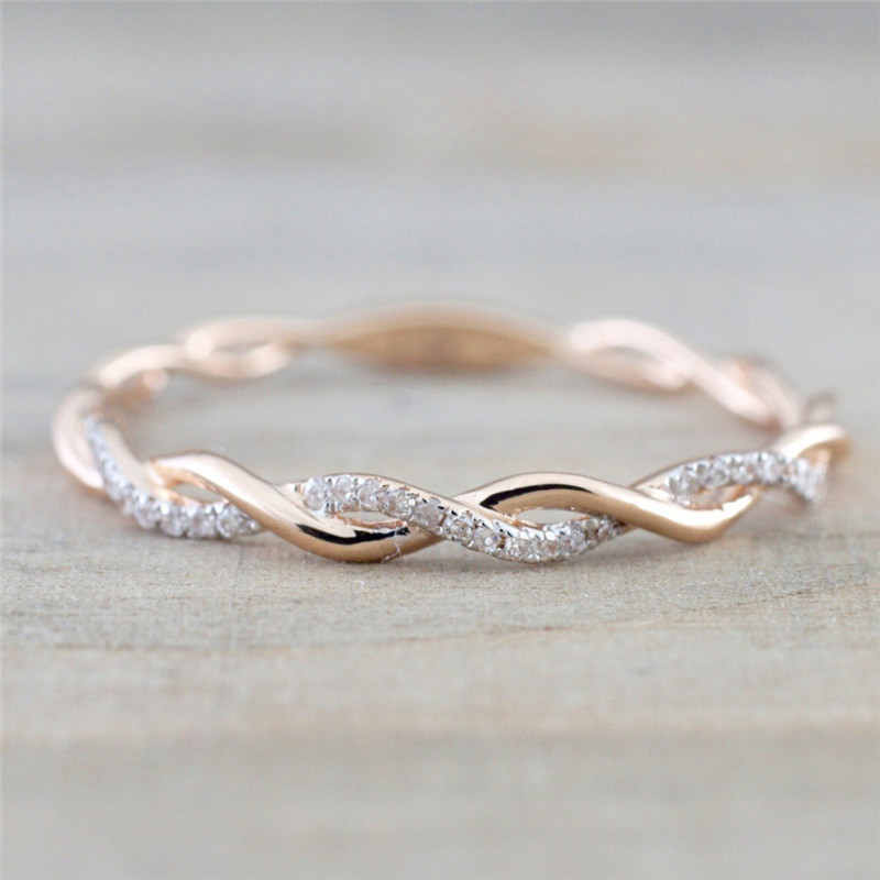 

1pc Fashion Twisted Rope Simple Ring Zircon Artificial Diamond Ring For Men