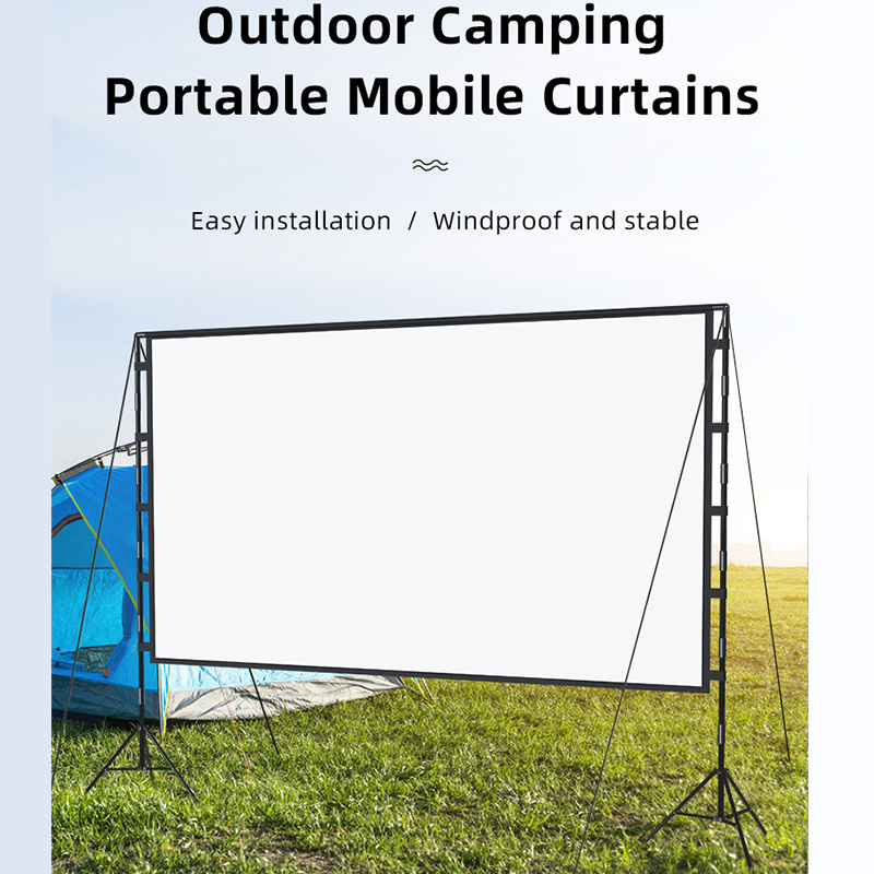 

Projector Screen With Double Bracket Foldable 16:9 White Anti-crease 84 100 120 Inch With Carry Bag Soft Projection Screen Outdoor