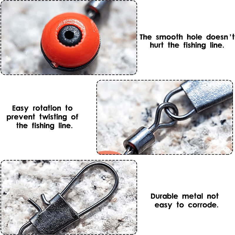 Enfishing 50 Pcs Fishing Sinker Slides, Hook Shank Clip Connectors & Swivels – Stainless Steel