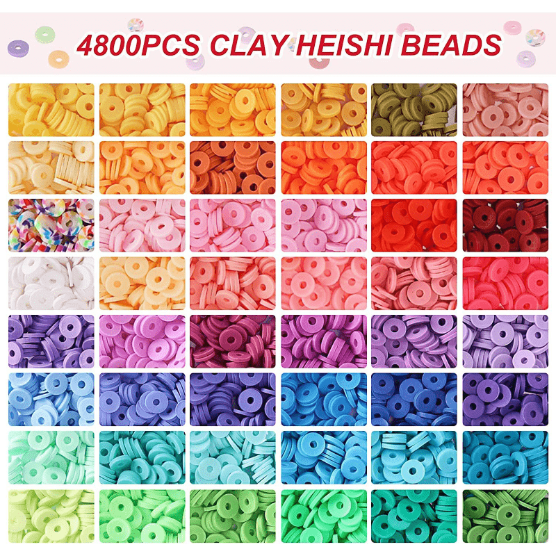 12000 Pcs 48 Color Clay Heishi Beads Kit, Craft for Girls