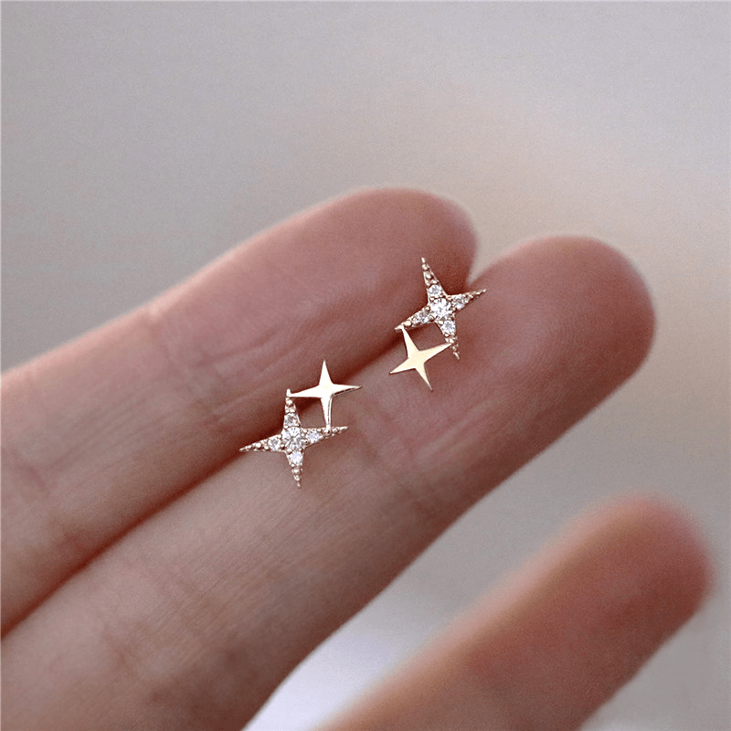 1pair Girls Teen Charm Star Alloy Earrings Jewelry Accessories For Gift Party Traveling Holiday