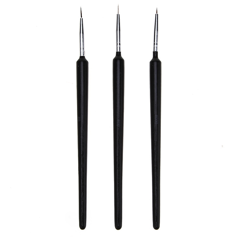 Nail Liner Brush Set Black Handle Nail Drawing Painting Pen - Temu