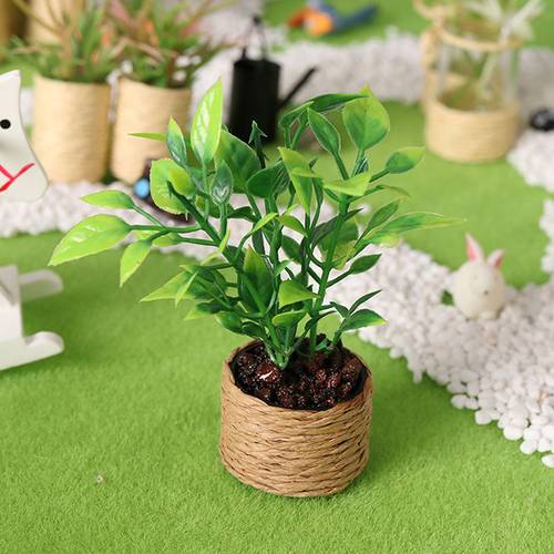 1pc 1 12 dollhouse miniature mini tree potted for green plant in pot doll house furniture home decor simulation potted plants