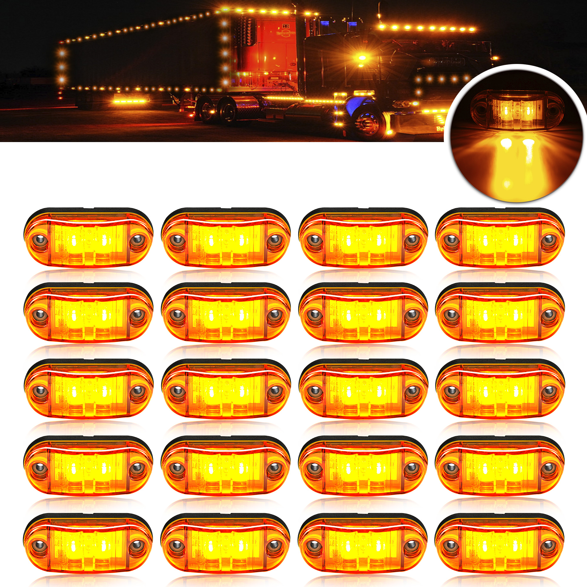 1PCS 10-30V Universal LED Seitenmarkierungsleuchten Lampe Kontrollleuchte  für Autos Anhänger LKW Boot Bus Caravan Seitenmarkierungsleuchte