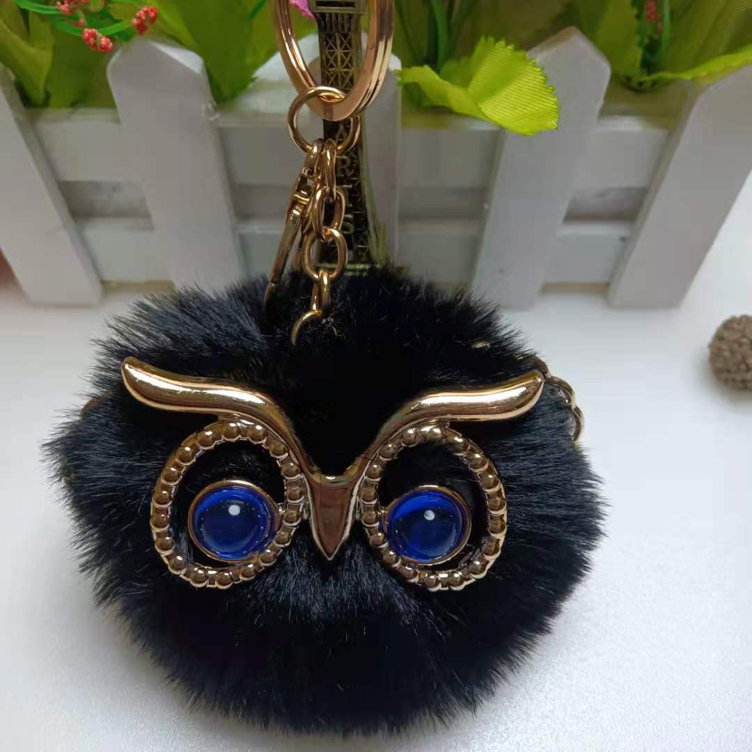 Pom Pom Plush Big Eye Owl Keychain Cute Cartoon Animal Bag Key Chain Keyring  Ornament Bag Purse Charm Accessories - Temu