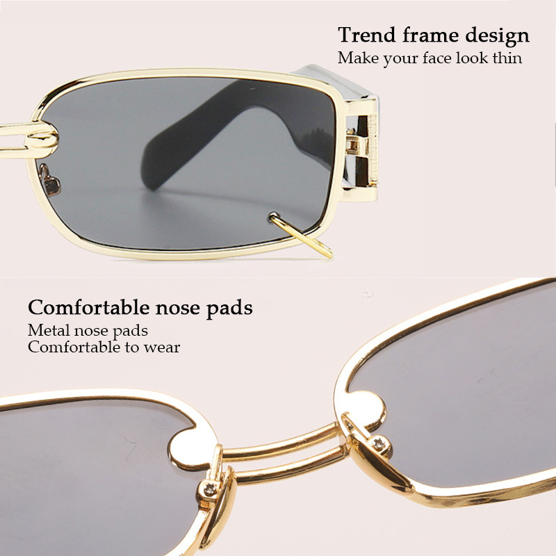 New Metal Square Sunglasses Woman Retro Brand Travel Small