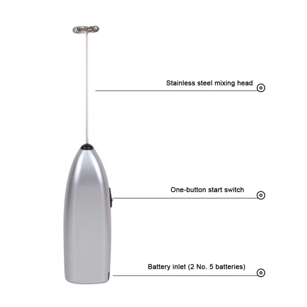 1pc electric milk coffee frother mini handheld egg beater stainless steel coffee milk tea blender foamer wireless coffee whisk mixer details 2