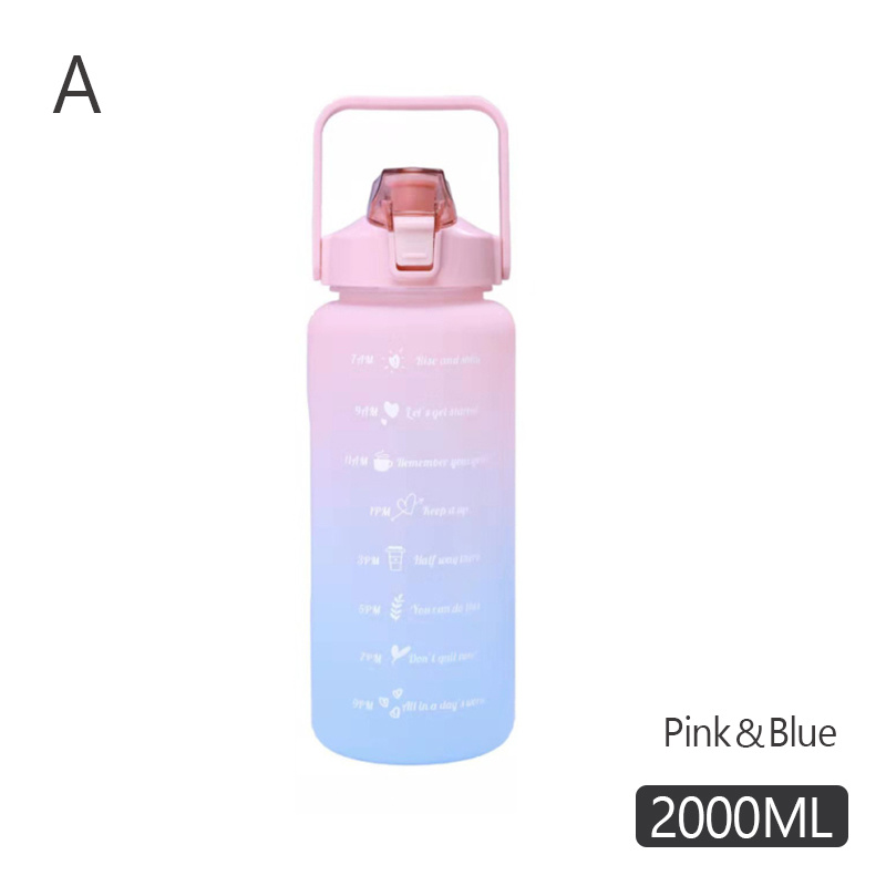 2000ml Large Capacity Plastic Straw Water Cup Sports Water Bottle