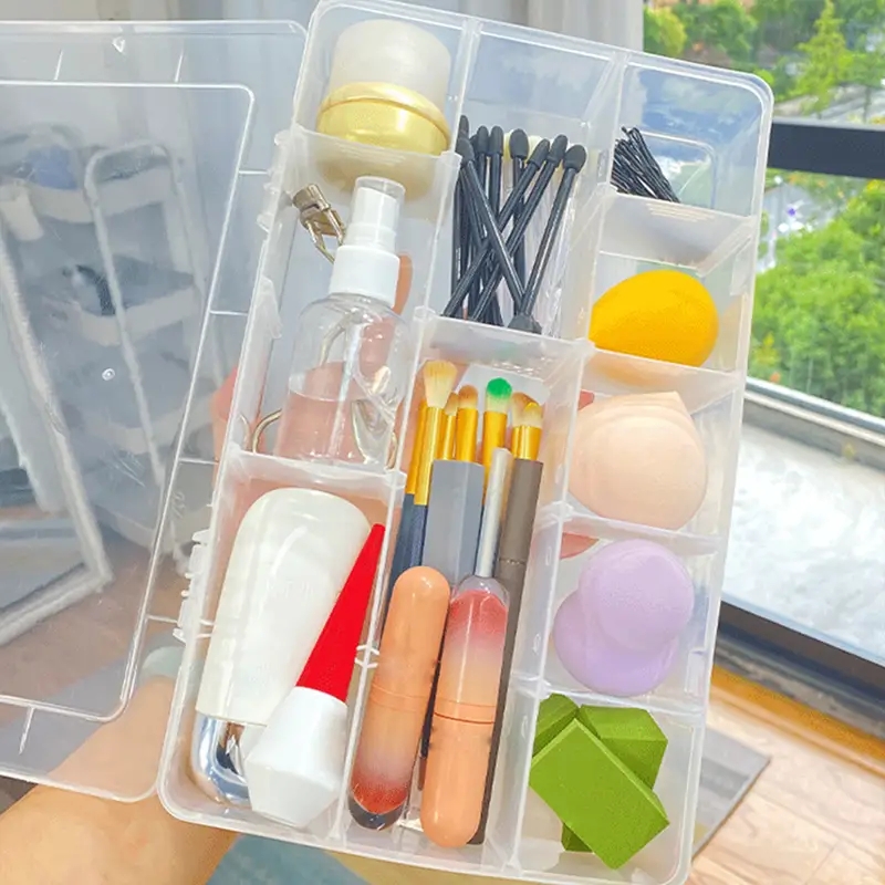 Adjustable Clear Stationery Storage Box Makeup Tools Storage - Temu