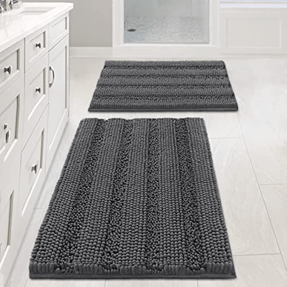 Bath Rug Runner Slip-Resistant Washable Striped Pattern Large Chenille  Shaggy Bath Mat Runner Extra Soft and Absorbent Indoor Bath Mat for  Bathroom