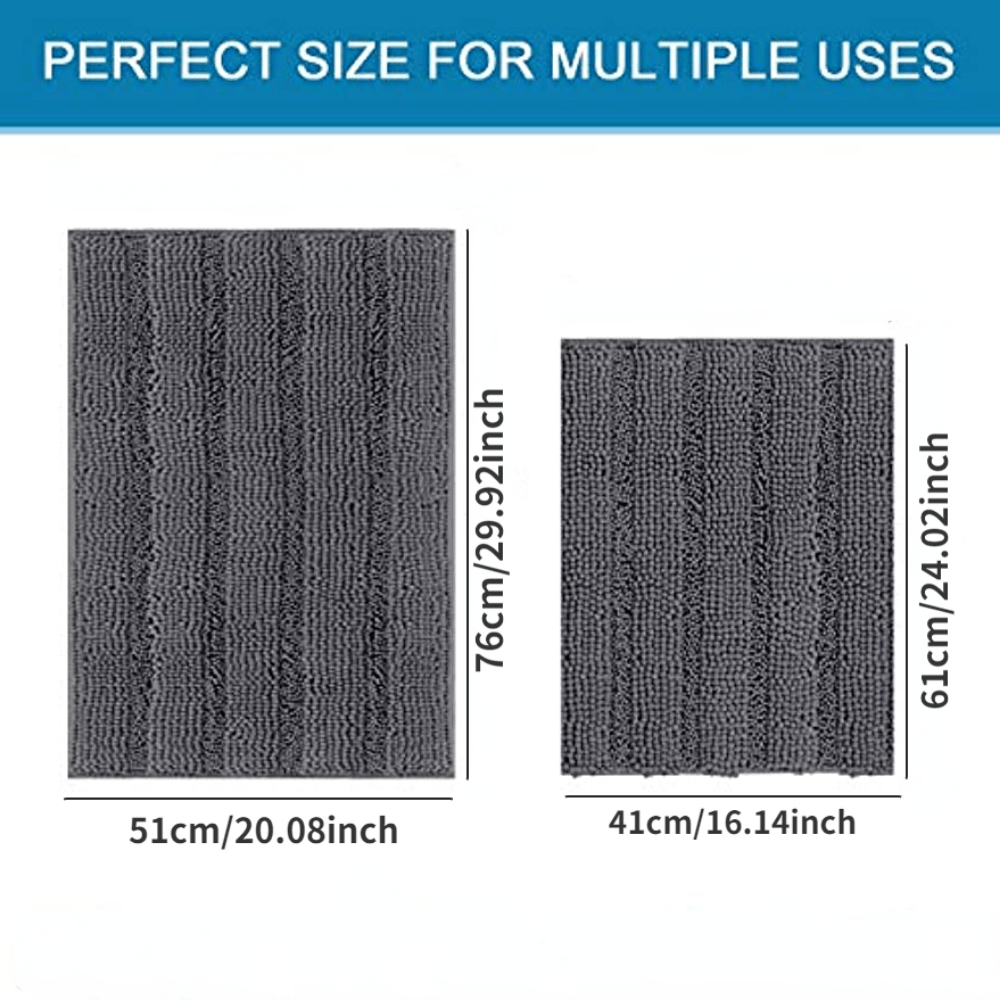 Luxury Chenille Bathroom Rug, 20x32 inches, Extra Soft and Cozy,  Non-Slip,Super Absorbent Water, Machine Wash Dry, Shaggy Chenille Bath Mats  for