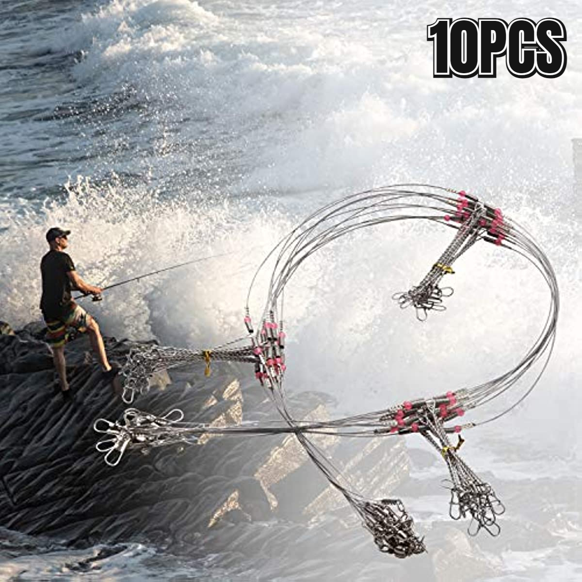 24Pcs/Bags Fishing Leaders Saltwater Fishing Rigs with Swivels