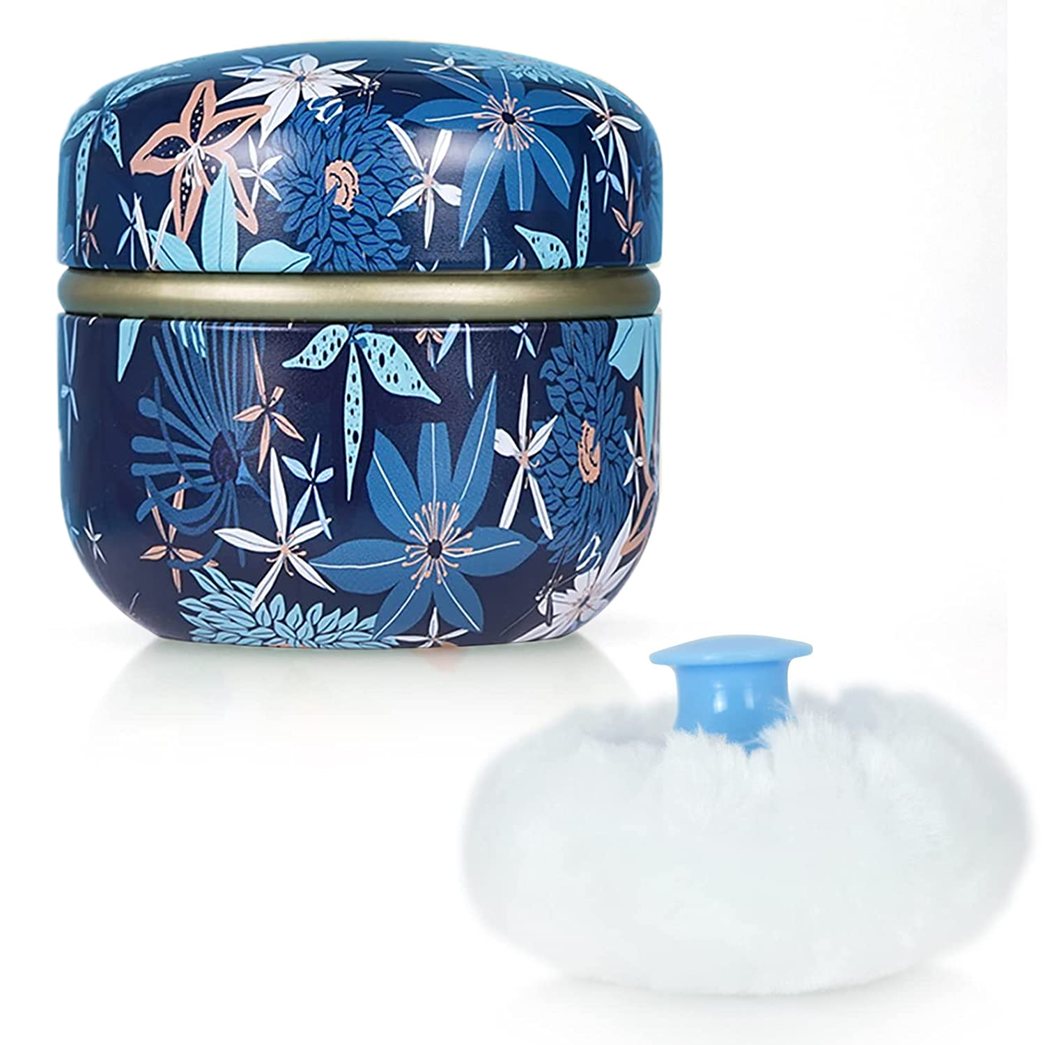 Boîte à poudre de talc pour bébé, avec houppette et tamis - Idéale pour les  voyages - Bleu