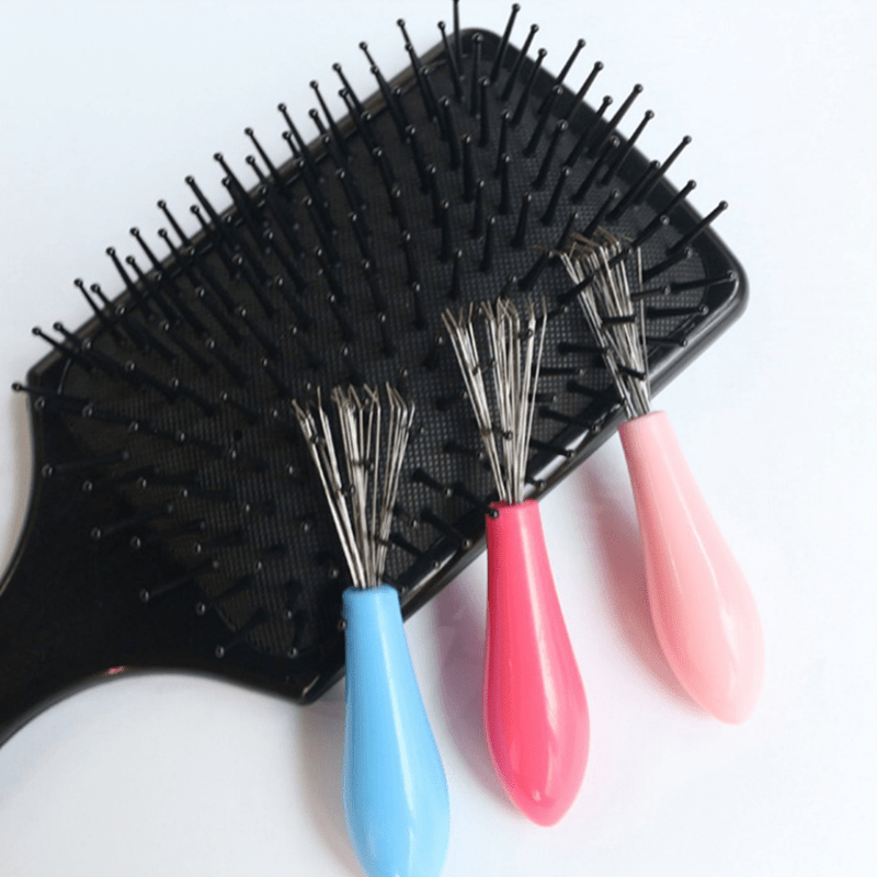 2 Pieces Hair Brush Cleaning Tool Comb Cleaning Hairbrush Hair Brush Cleaner Rake for Removing Dirt Home and Salon Use (Pink)