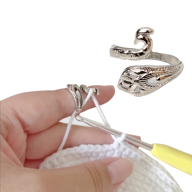 Open Crochet Ring Finger Knitting Tools Personality Knitting - Temu