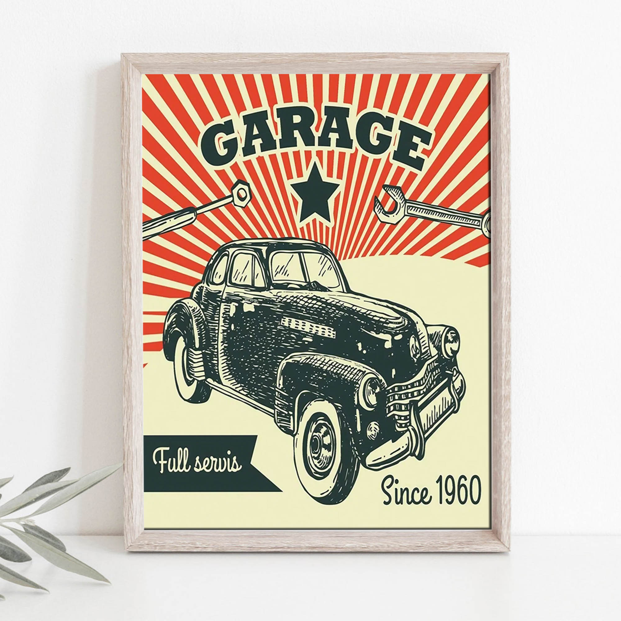 Plaque decorative Mural garage auto -deco vintage maison voiture auto