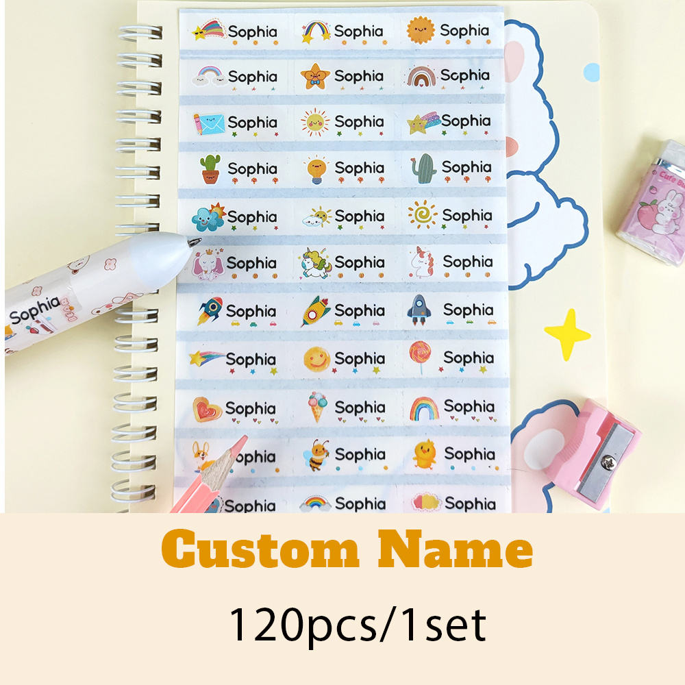 120Pcs Customize Name Stickers Waterproof Personalized Labels