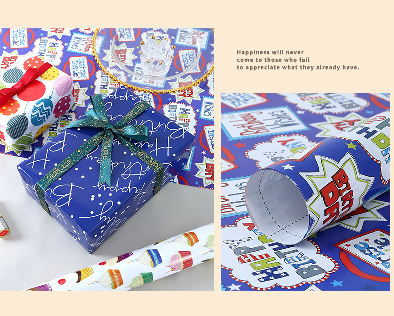 Gift Happy Birthday Theme Gift Wrapping Paper Double sided - Temu