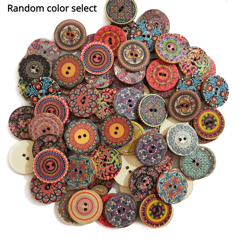 Retro Wooden Buttons 2 Holes Ethnic Style Wooden Beads For Handwork Sewing  Scrapbook Clothing Button DIY Crafts Accessories Gift Card Decor