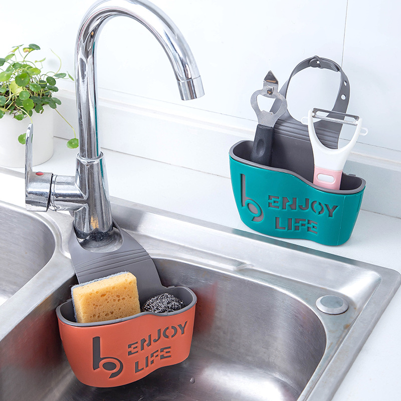 1pc Adjustable Buckle Water Sink Storage Basket, Kitchen Sink