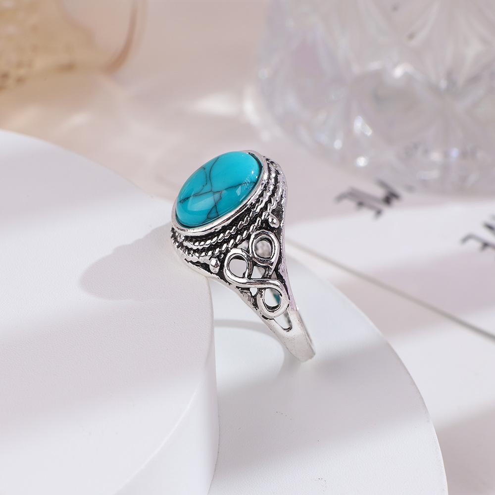 1pc Bague De Mariage En Fausse Pierre Pr cieuse Turquoise Vintage