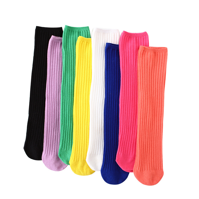 Calcetines altos de algodón para niñas de 3 a 12 años, 6 pares, 6 pares, 6  colores, 6 pares - 6 colores