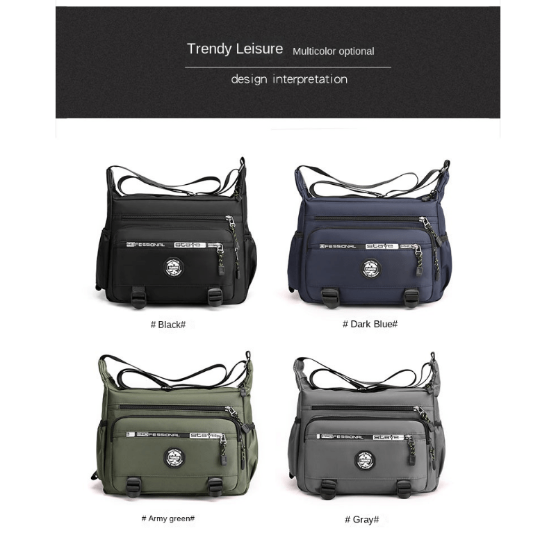 Men's Daily Casual Solid Color Mini Messenger Sling Bag In BLACK