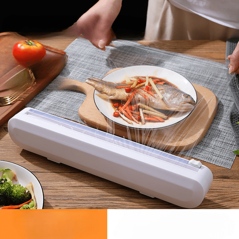 Cling Film Cutter Dispenser, Magnetic Suction Type, Reusable Food Wrap  Cutter, Plastic Wrap Dispenser With Slide Cutter For Kitchen, Restaurant,  Supermarket Packing Fruits And Vegetables, Home Kitchen Supplies - Temu