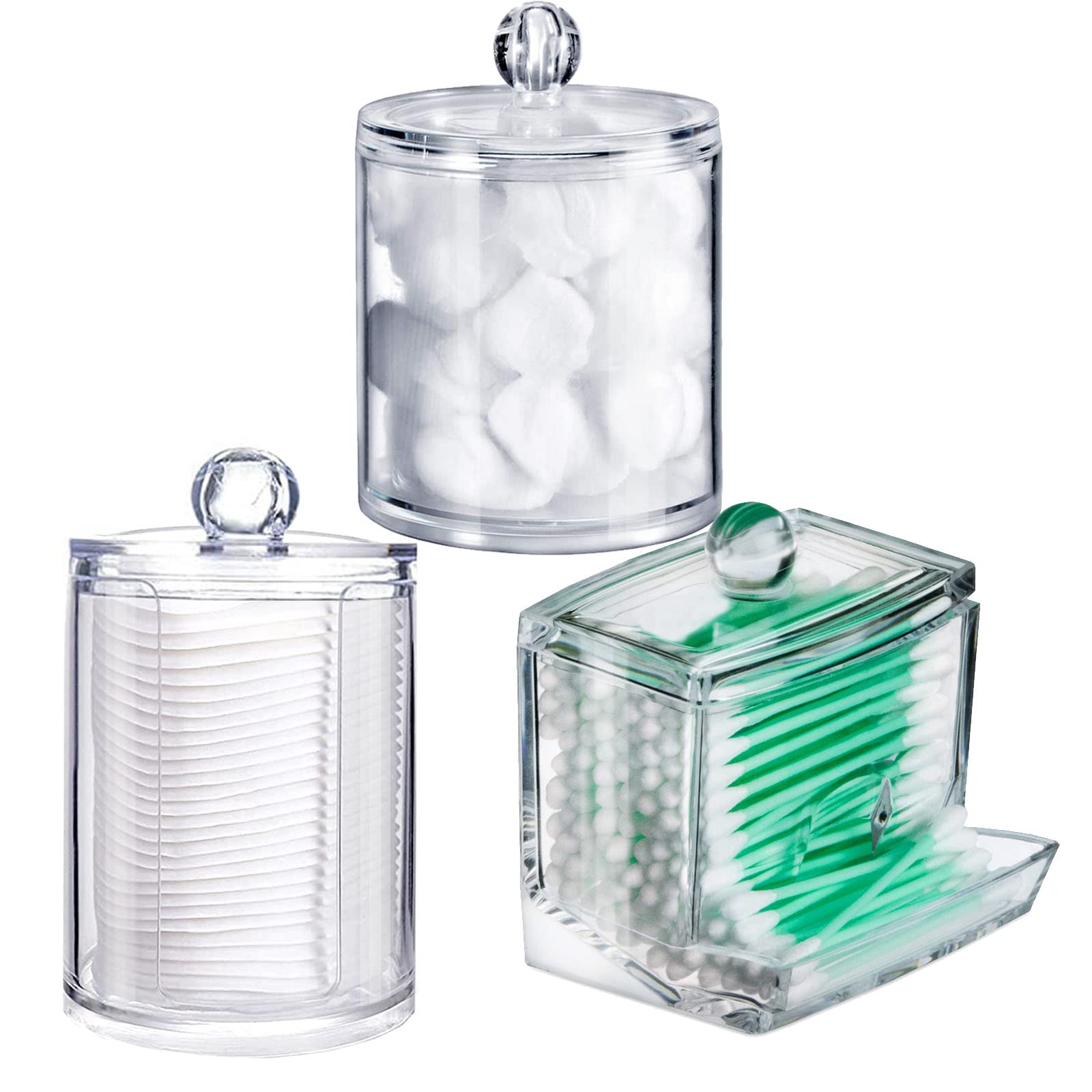 Premium Quality Acrylic Holder Apothecary Jars Bathroom Vanity Organizer  Canister 3-pack