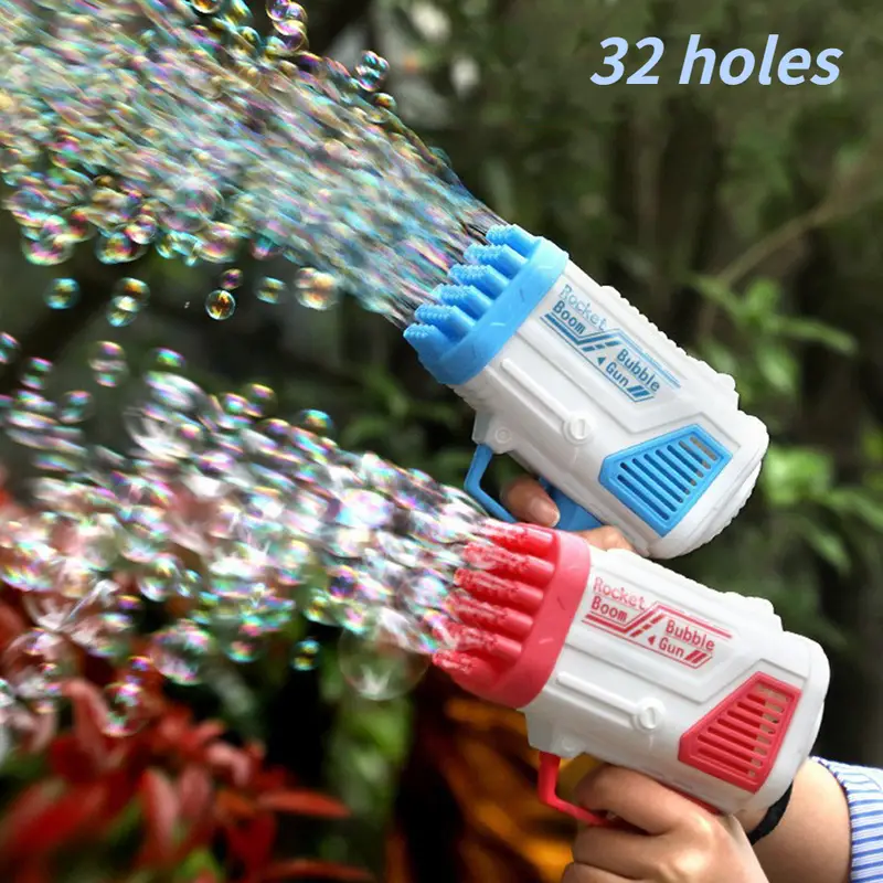Bubble Gun 32 Holes with Bubble Solution Rocket Boom Bubble Gun (COLOR –