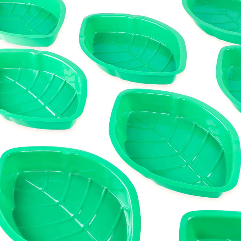 Palm Leaf Serving Trays | 12 Pcs Green Plastic Hawaiian Snack Trays | Luau  Party Decorations Serveware | Tropical Party Serving Platter | BBQ, Summer