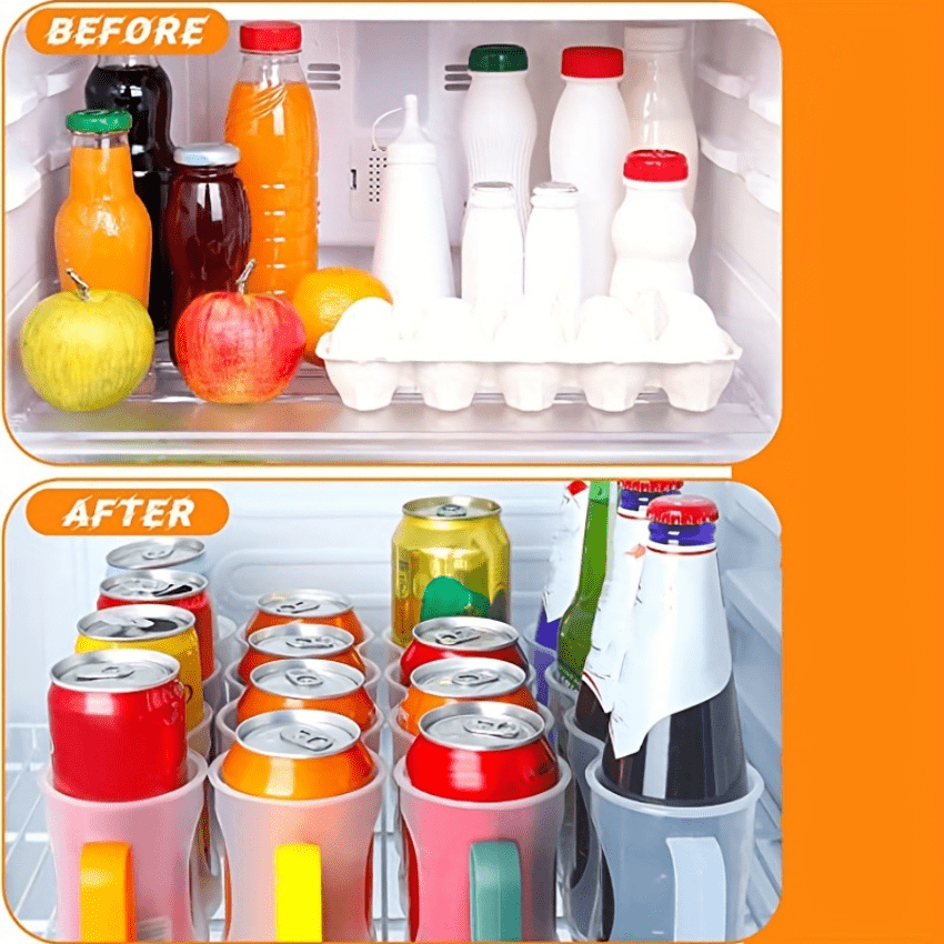 Juice Drink Racks Can Space-saving Organizer Fridge Kitchen Storage  Beverage Grid Pull Can Storage Box