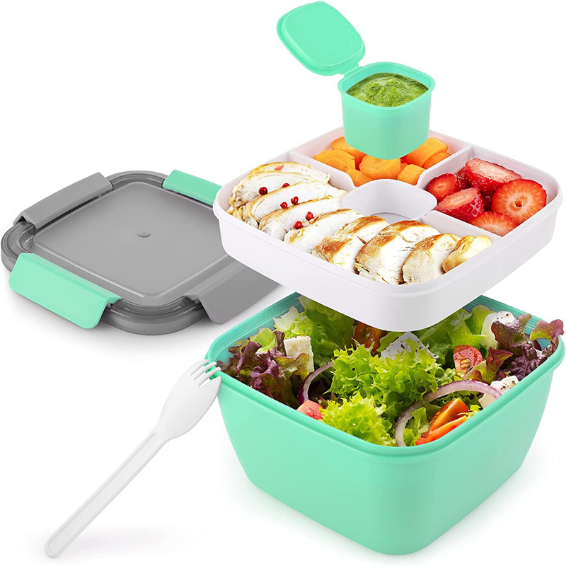1pc Lunch Box for Kids, Bento Box Adult Lunch Box for Men Women with  Cutlery & Salad Dressing Container To Go, Leak-Proof Meal Prep Container  for Work